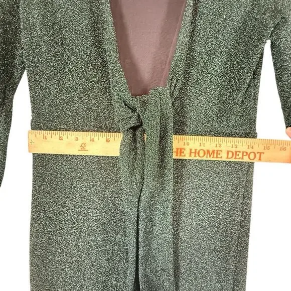Show Me Your Mumu Martina GREEN GLITTER Jumpsuit Tie Front WOMENS SIZE LARGE Htf - Picture 4 of 9